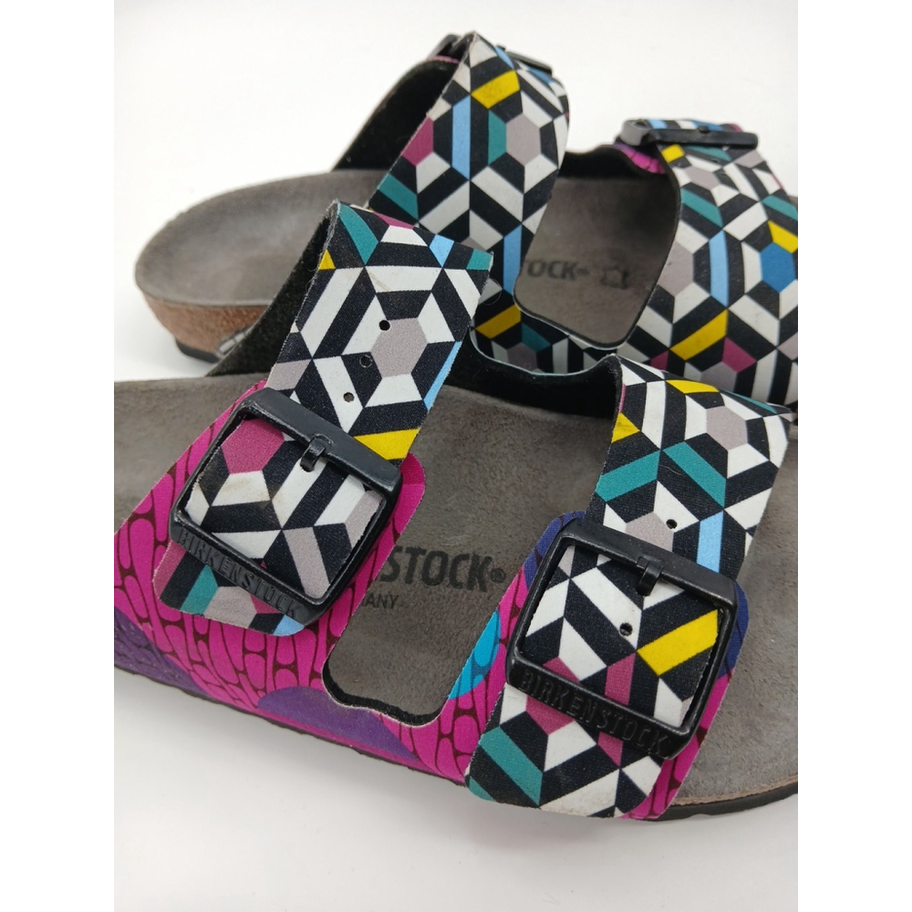Birkenstock Arizona Sonar Geometric Sandals Limited Edition Sz 39 Womens 8 Vegan - Picture 5 of 9